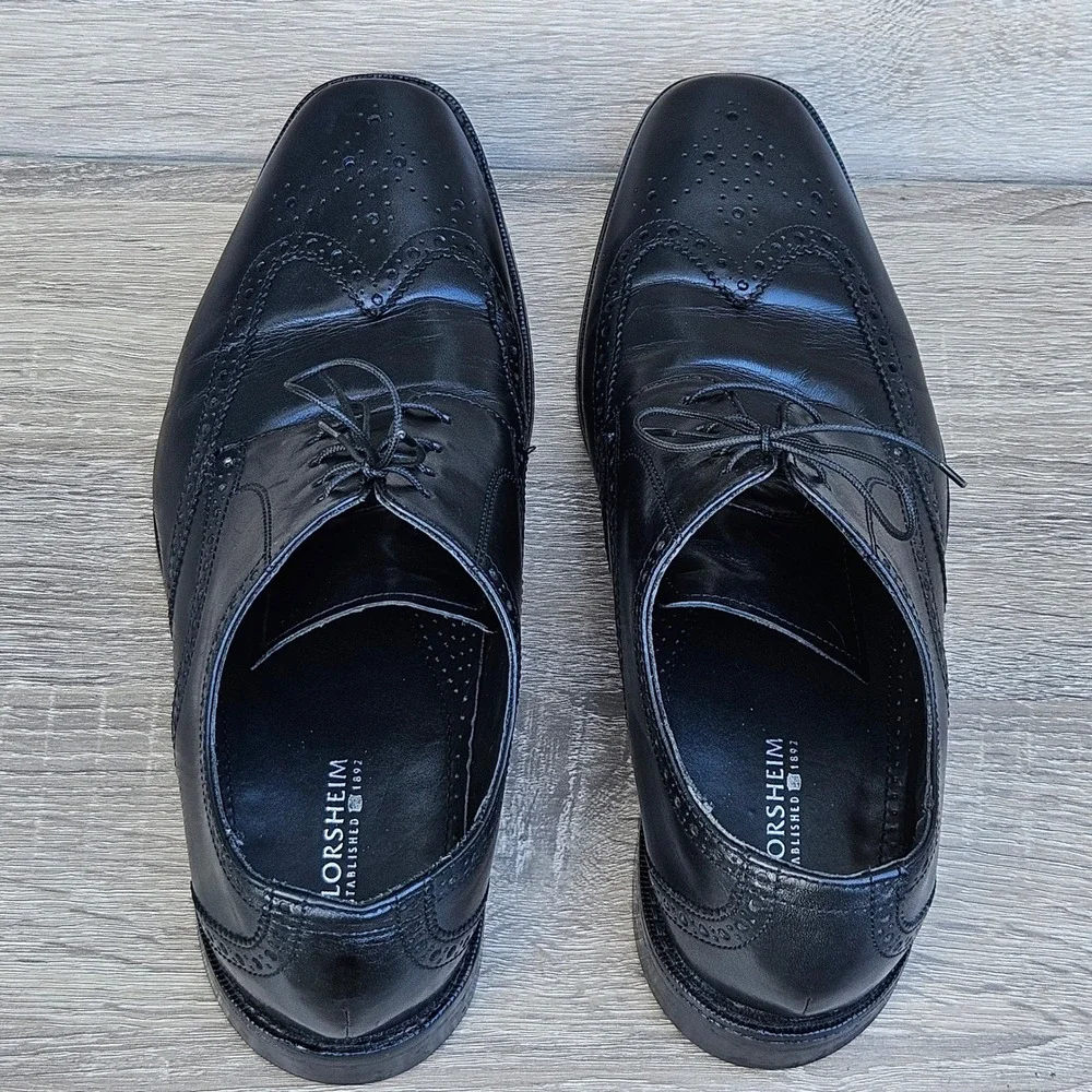 Florsheim‎ Mens Black Leather Wingtip Oxford Dress Shoes Brogue Size 10.5 D
